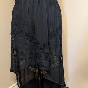 Asymmetric Lace Insert Skirt